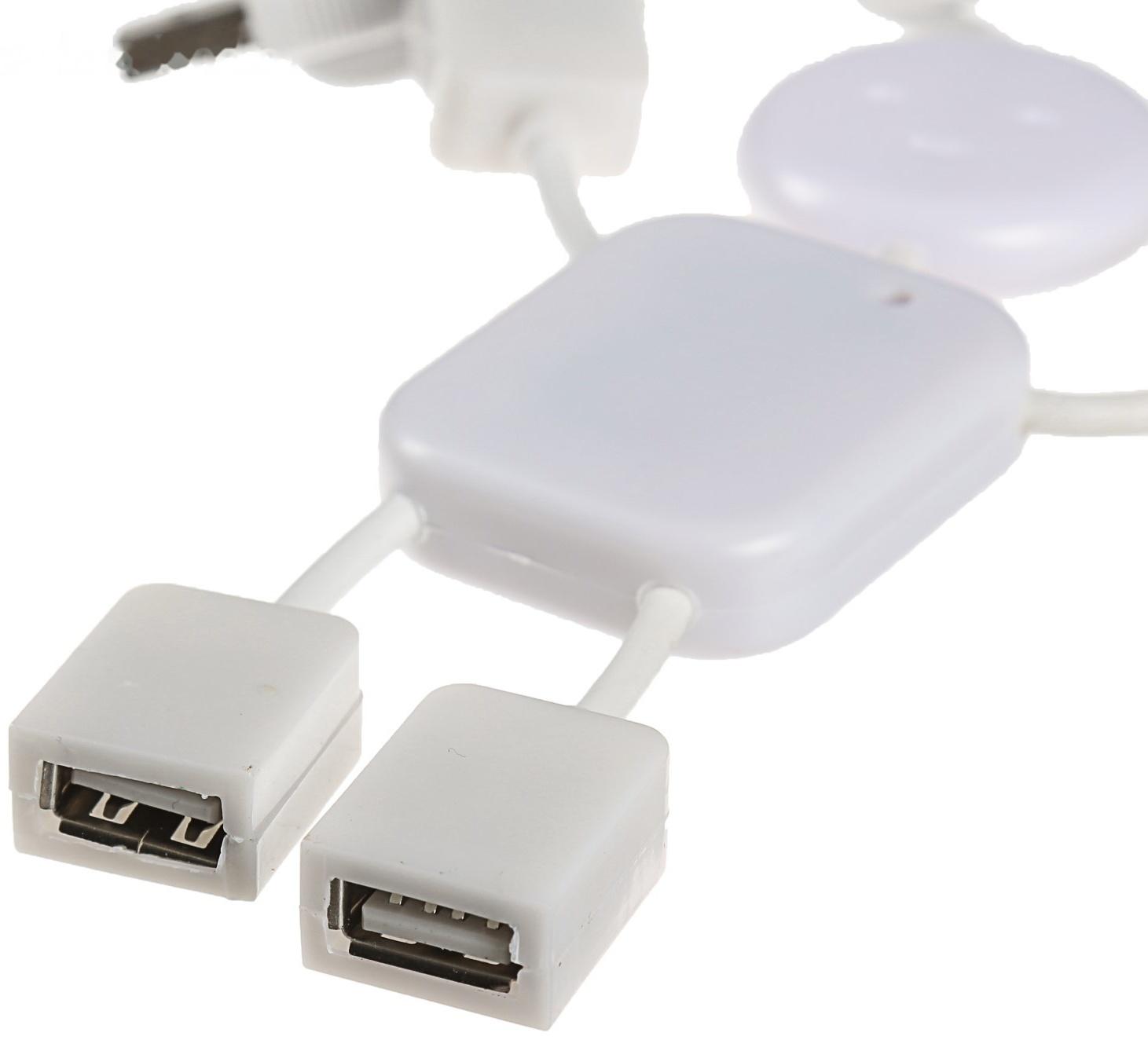 USB-разветвитель (HUB) LuazON SSV-011, 4 порта, USB 2.0, кабель 0.4 м, белый