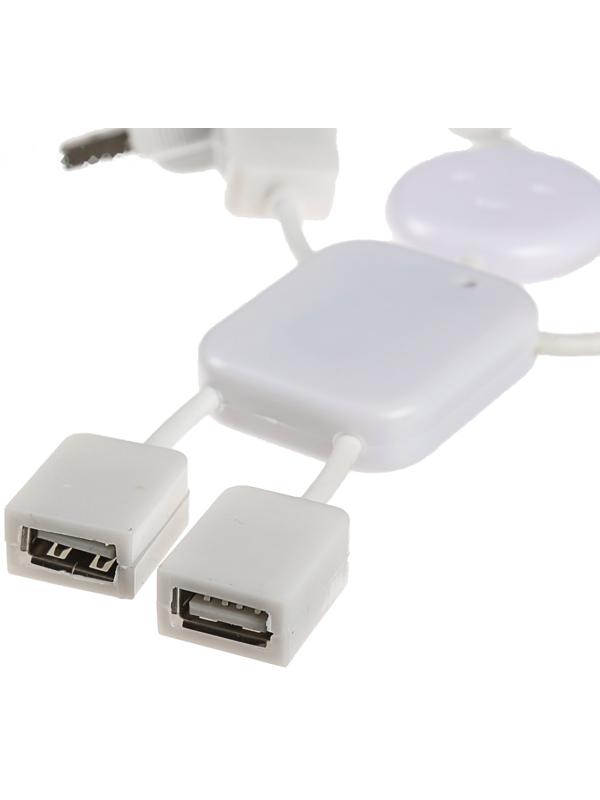 USB-разветвитель (HUB) LuazON SSV-011, 4 порта, USB 2.0, кабель 0.4 м, белый