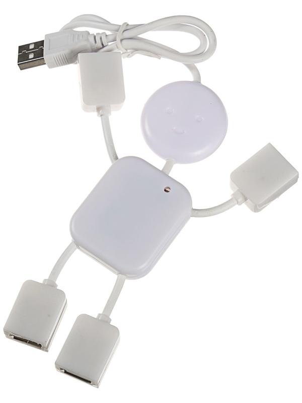 USB-разветвитель (HUB) LuazON SSV-011, 4 порта, USB 2.0, кабель 0.4 м, белый