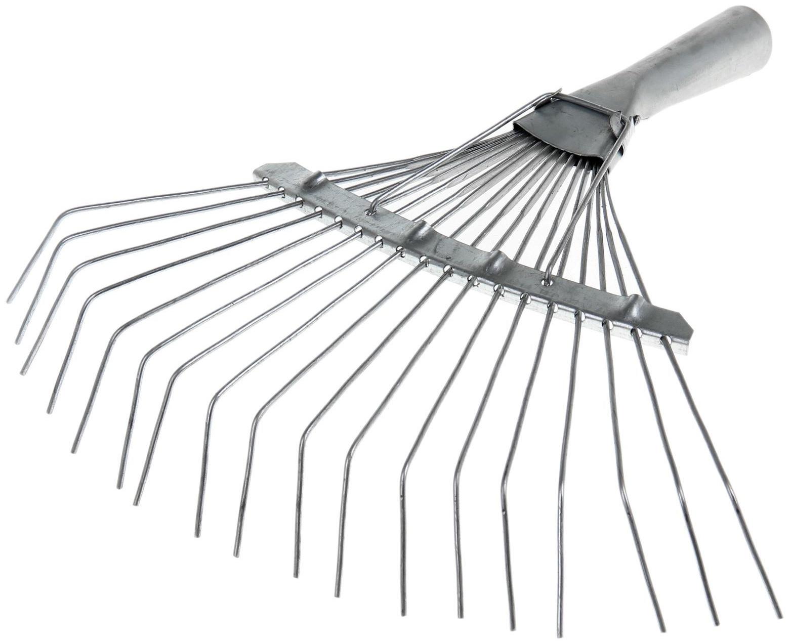 Грабли веерные, проволочные, 18 зубцов, металлические, тулейка 25 мм, без черенка