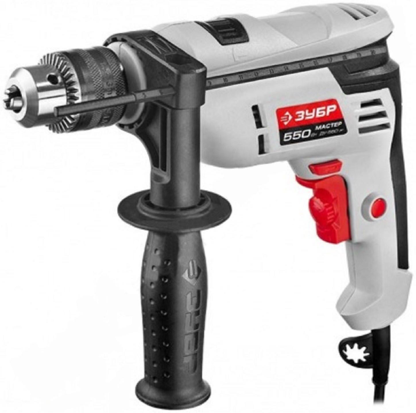 Дрель «ЗУБР» ДУ-550 ЭР, ударная, 13 мм, реверс, сталь 10 мм/бетон 13 мм/дерево 20 мм, 550 Вт