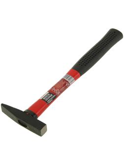 Молоток слесарный ЛОМ, квадратный боек, фиберглассовая обрезиненная рукоятка, 100 г