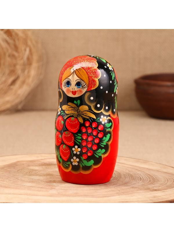 Матрёшка «Ягодка», черный платок, 7-кукольная, 22 см