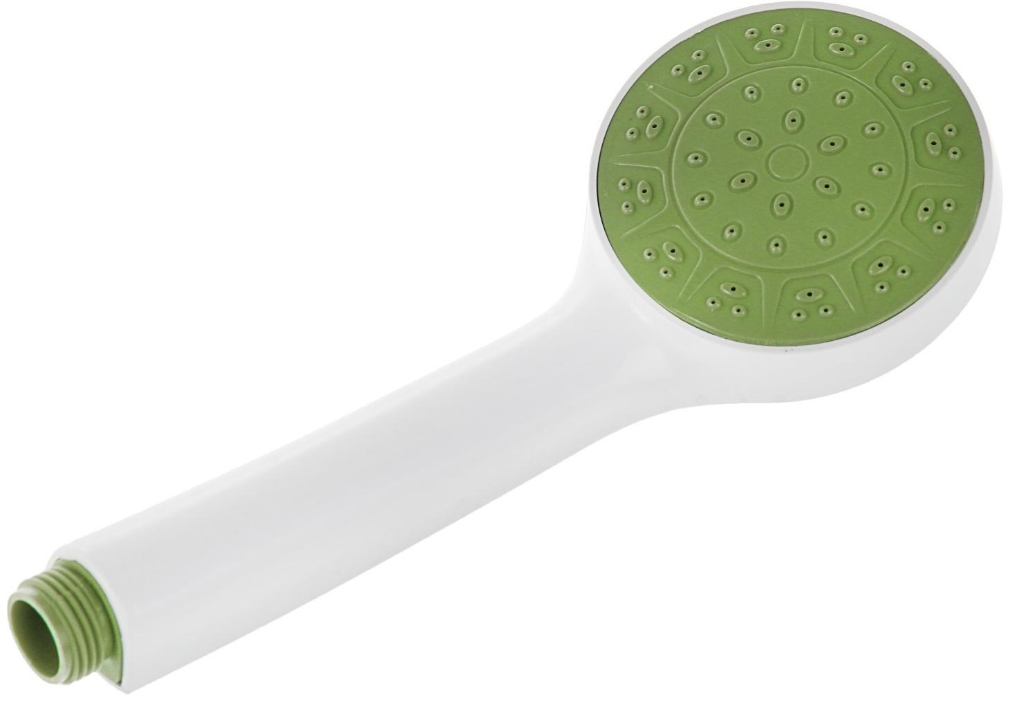 Лейка для душа LD-01-010 g, с зеленой вставкой, 1 режим, пластик, белая