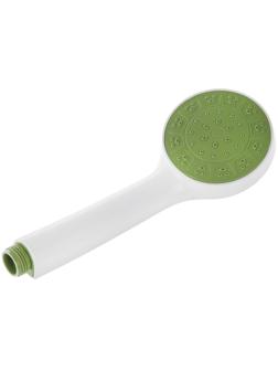 Лейка для душа LD-01-010 g, с зеленой вставкой, 1 режим, пластик, белая