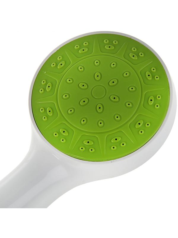 Лейка для душа LD-01-010 g, с зеленой вставкой, 1 режим, пластик, белая