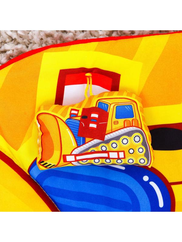 Развивающий коврик детский «Маленький строитель», 2 игрушки