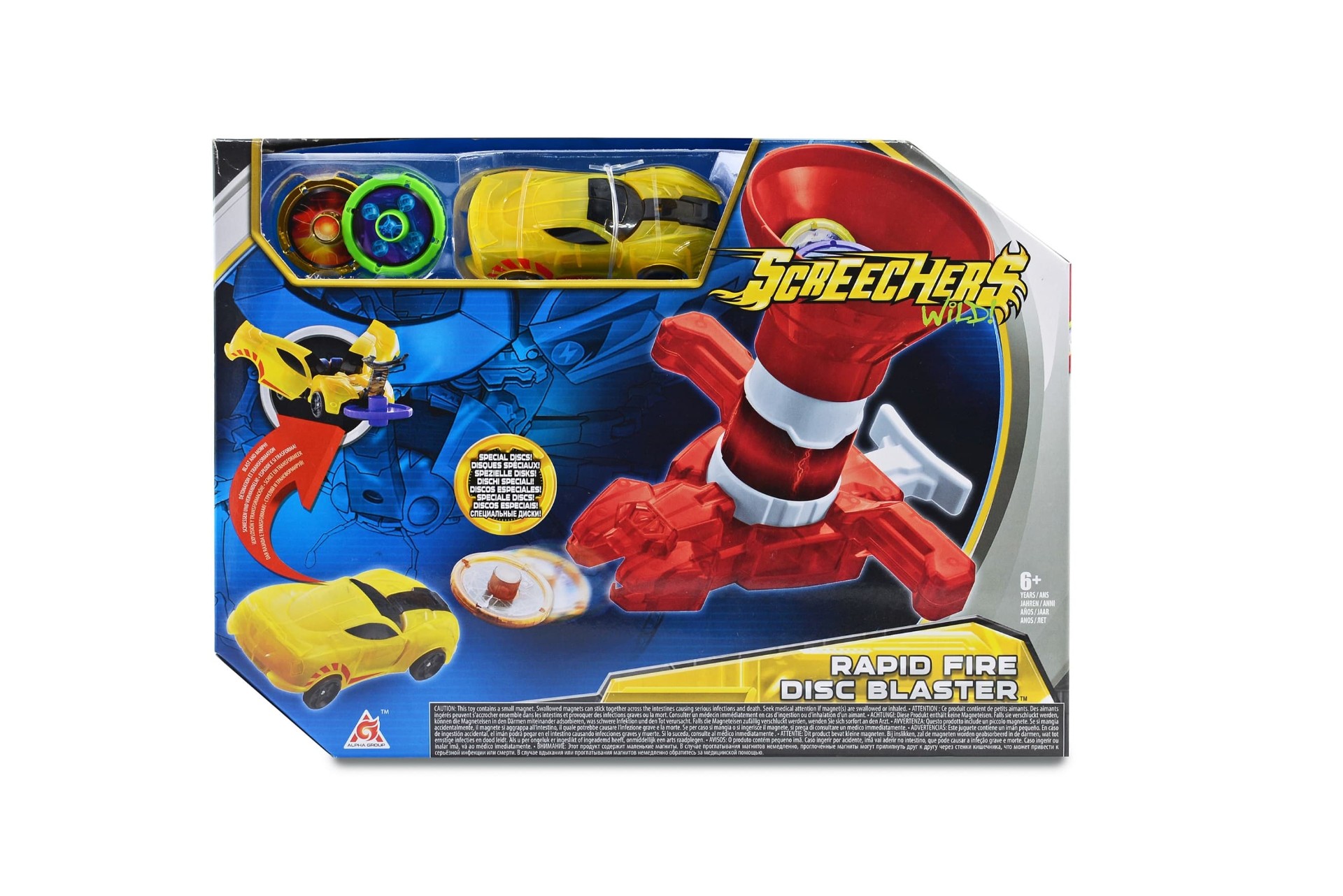 Бластер для дисков красный и машинка 1 уровня Дикие Скричеры игровой набор (Screechers Wild)