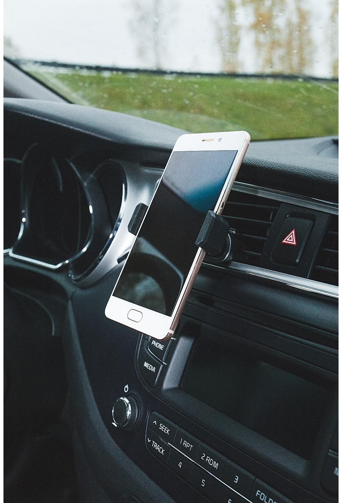 Держатель телефона в дефлектор двойной, поворотный, черный