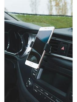 Держатель телефона в дефлектор двойной, поворотный, черный