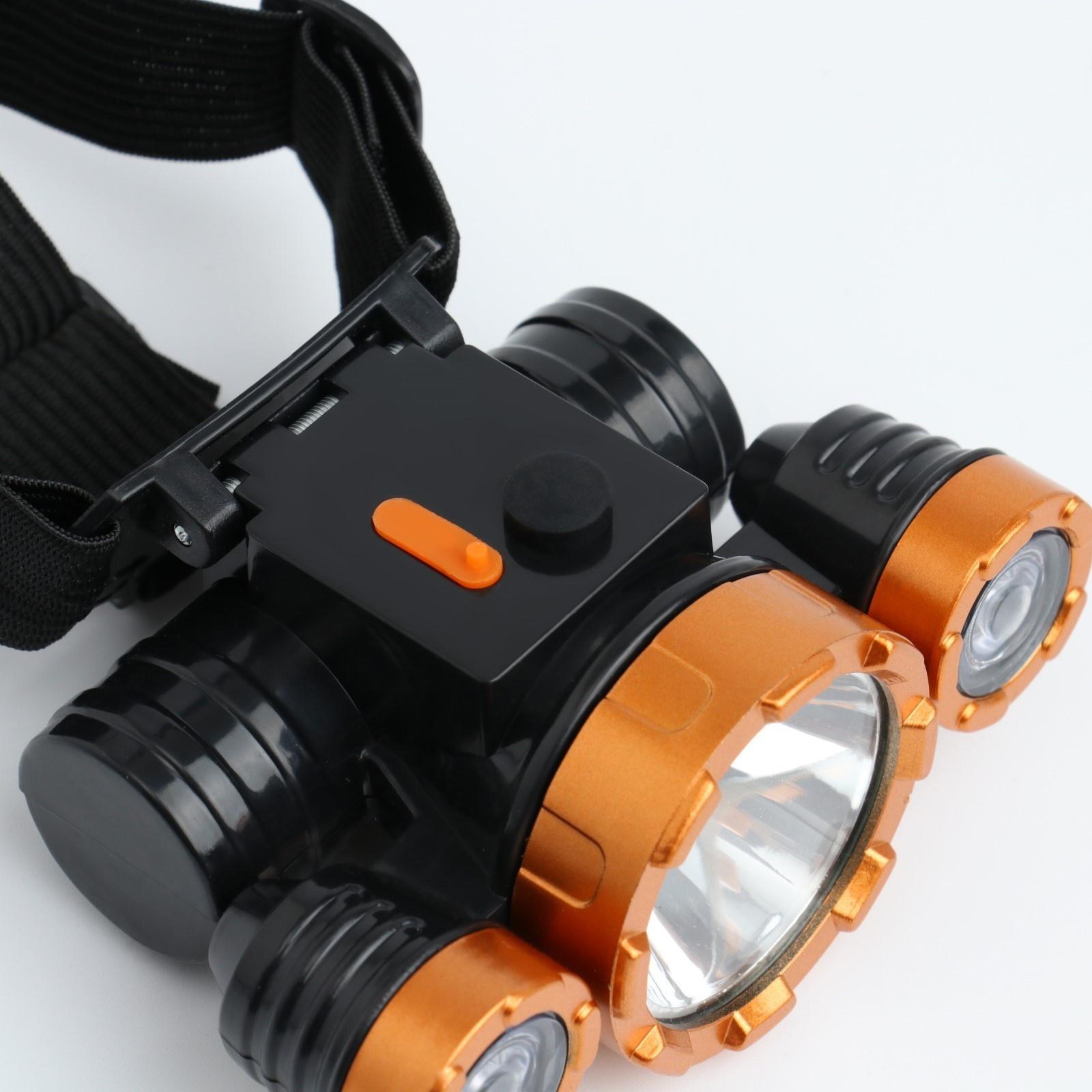 Фонарь налобный аккумуляторный, 5 Вт, 1800 мАч, USB, 2 режимов