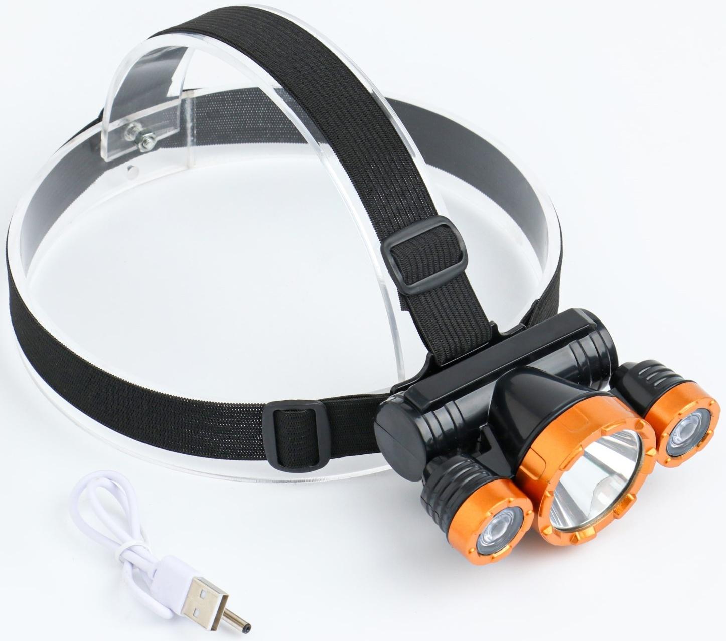 Фонарь налобный аккумуляторный, 5 Вт, 1800 мАч, USB, 2 режимов