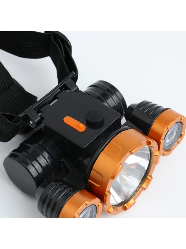 Фонарь налобный аккумуляторный, 5 Вт, 1800 мАч, USB, 2 режимов