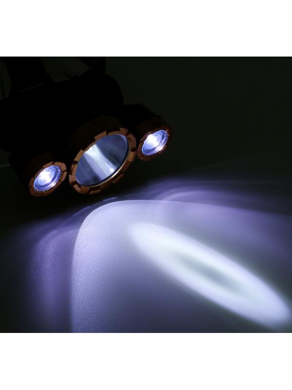 Фонарь налобный аккумуляторный, 5 Вт, 1800 мАч, USB, 2 режимов