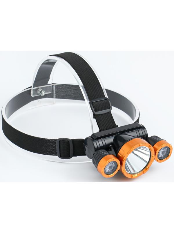 Фонарь налобный аккумуляторный, 5 Вт, 1800 мАч, USB, 2 режимов