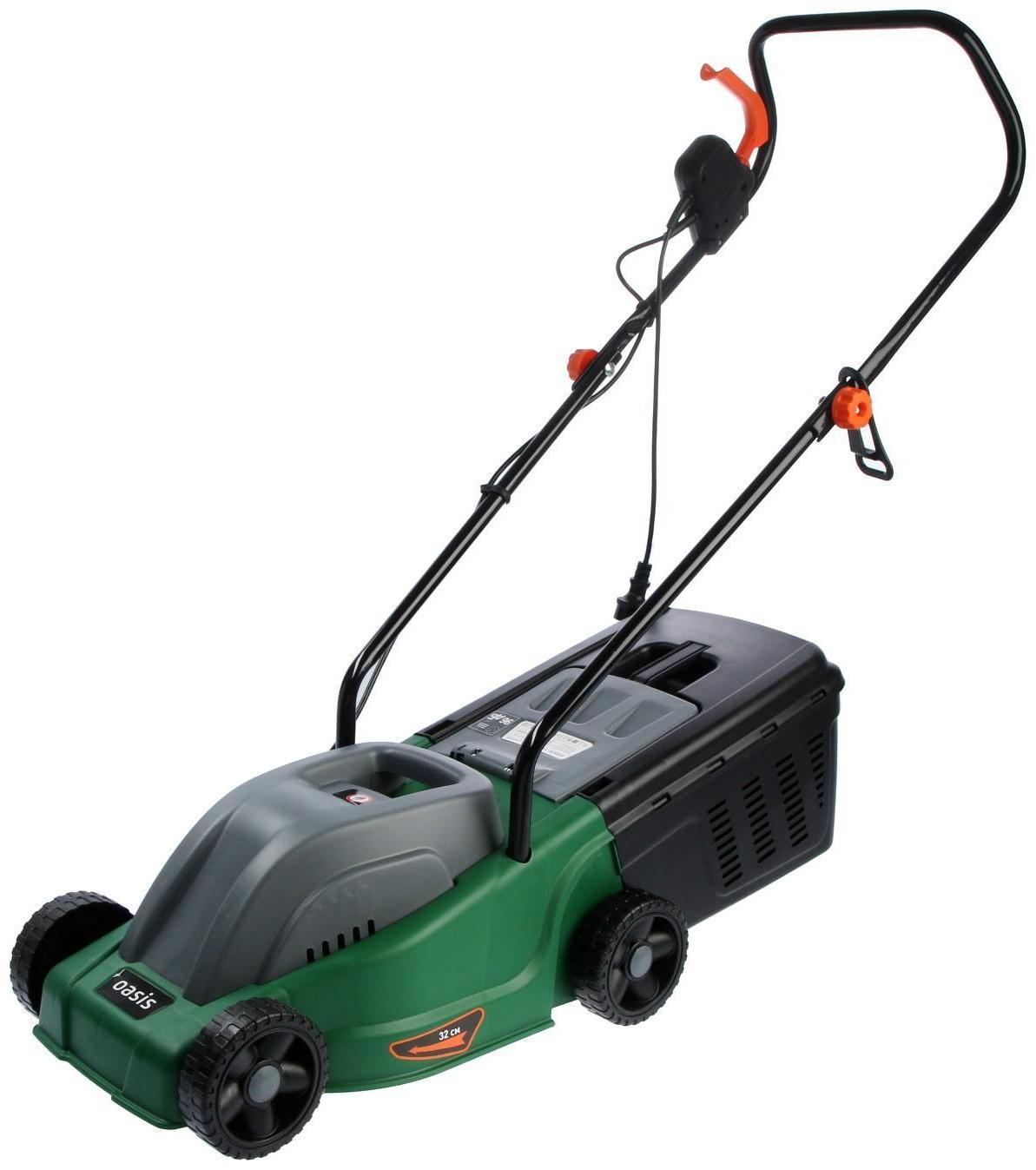Газонокосилка электрическая Oasis GE-110, 1100 Вт, 3200 об/мин, шир./выс. 320/25-55 мм, 35 л