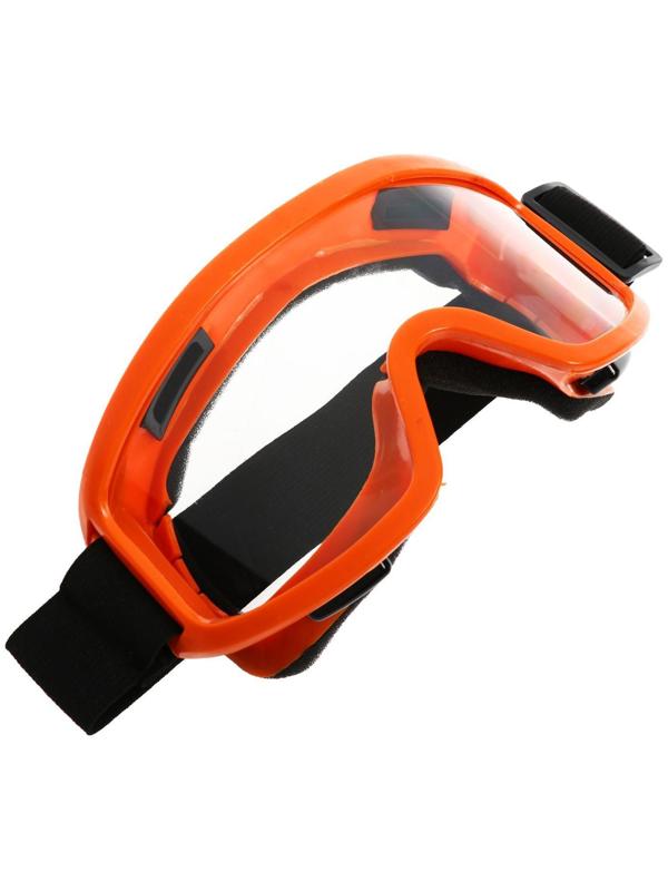Очки-маска для езды на мототехнике, стекло прозрачное, оранжевые