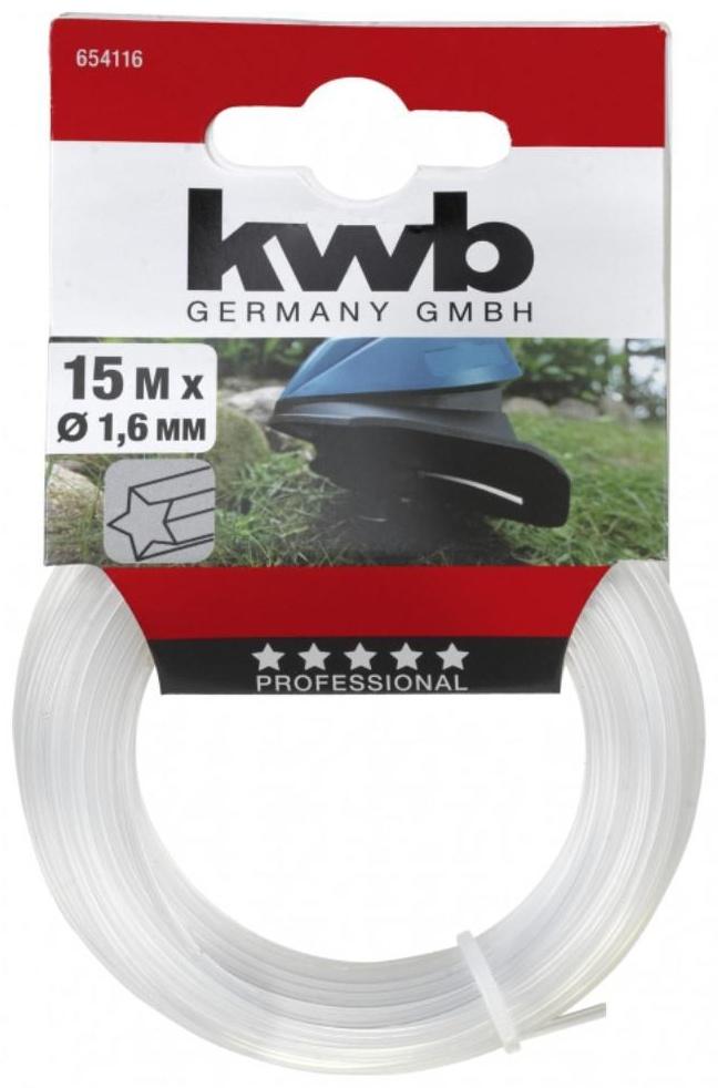 Леска для триммера KWB, d=2.4 мм, 15 м, нейлон, профиль «звезда»