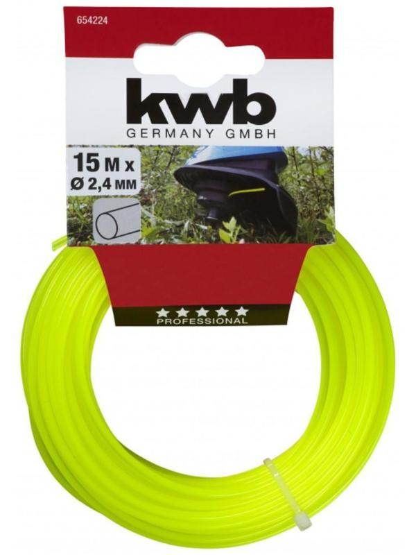 Леска для триммера KWB Profi, d=2.4 мм, 15 м, нейлон, профиль «круг»