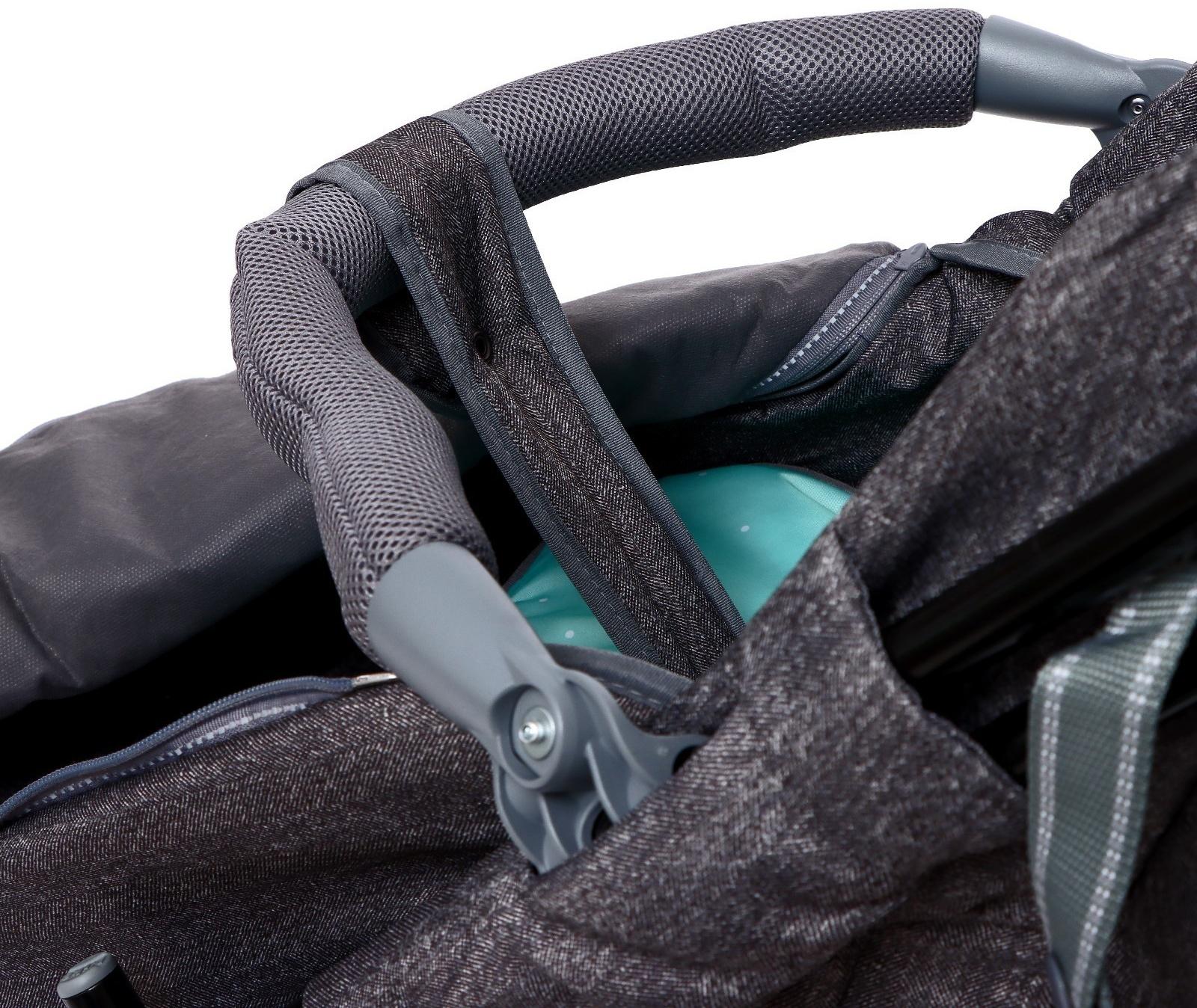 Санки - коляска «Наши детки 6», чехол для ног, муфта, сумка, принт с ламой, серый