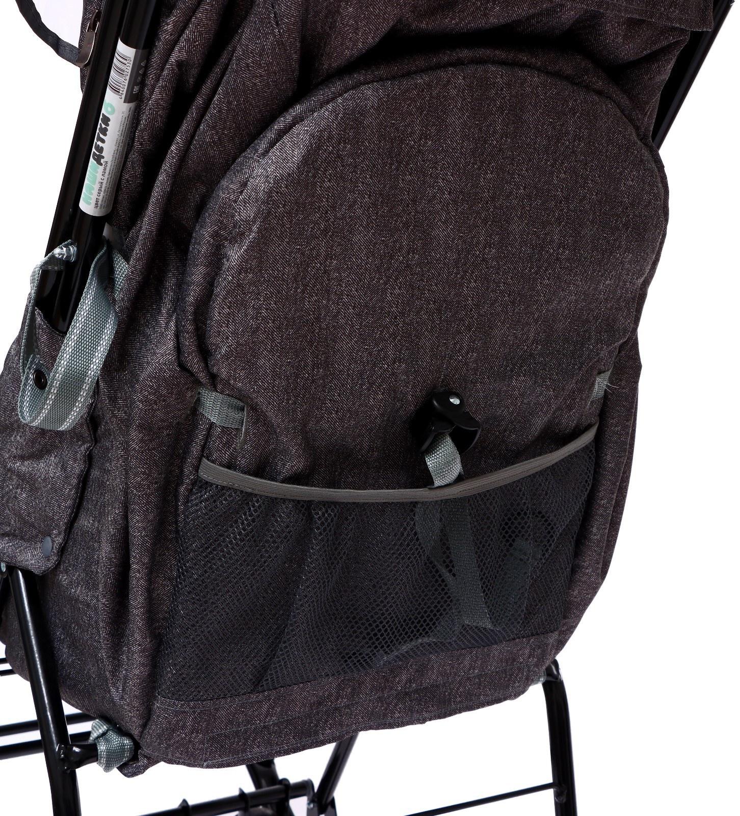 Санки - коляска «Наши детки 6», чехол для ног, муфта, сумка, принт с ламой, серый