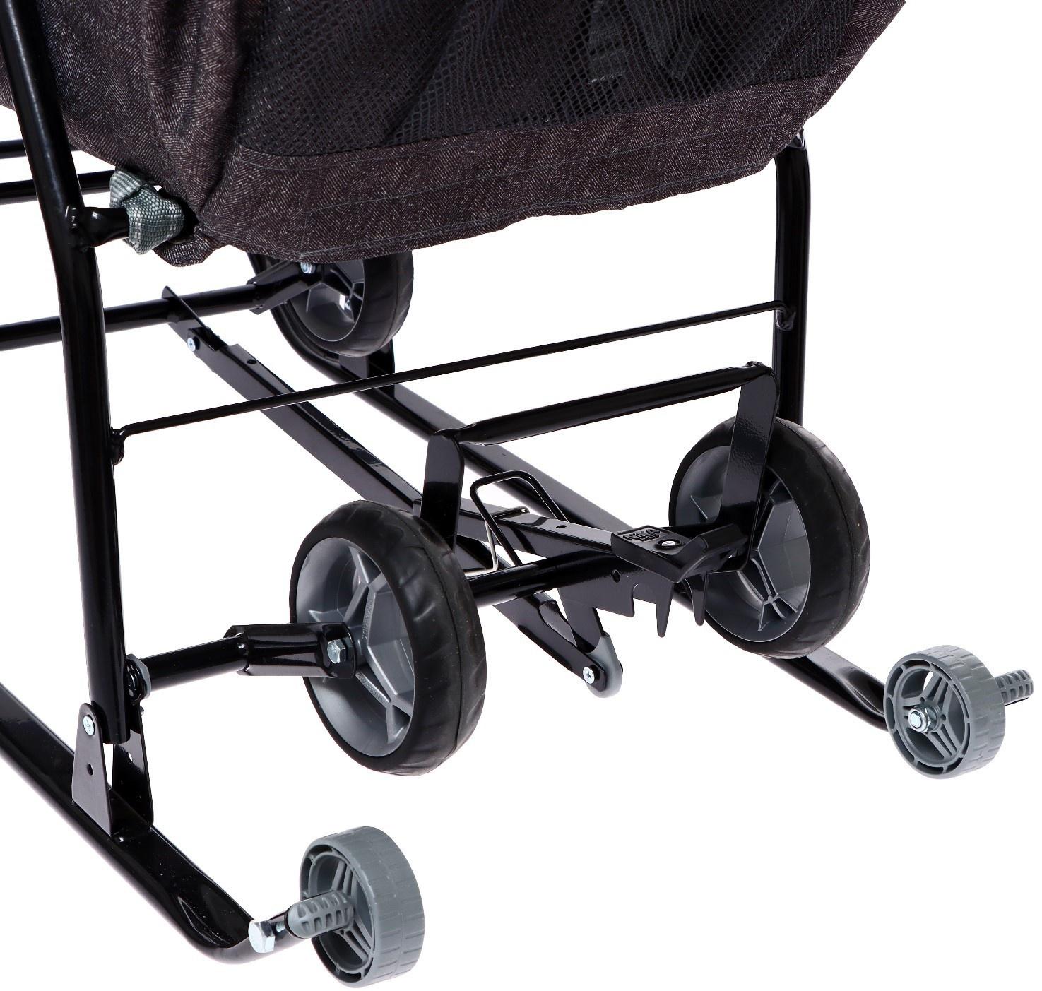 Санки - коляска «Наши детки 6», чехол для ног, муфта, сумка, принт с ламой, серый