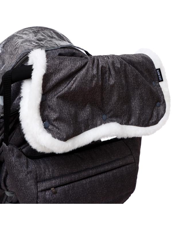 Санки - коляска «Наши детки 6», чехол для ног, муфта, сумка, принт с ламой, серый