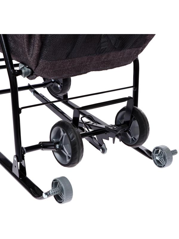 Санки - коляска «Наши детки 6», чехол для ног, муфта, сумка, принт с ламой, серый