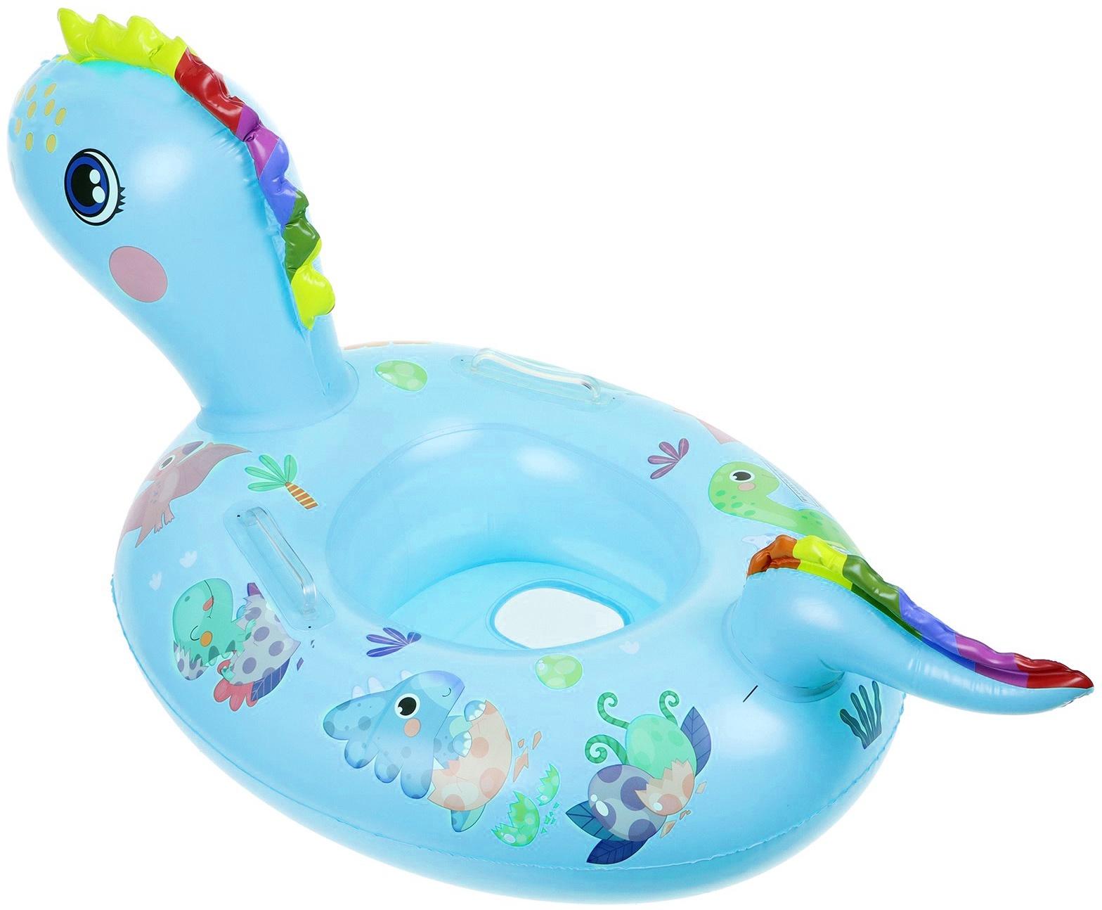 Круг для плавания «Динозаврик», 75×50 см, детский, с сиденьем. бирюзовый