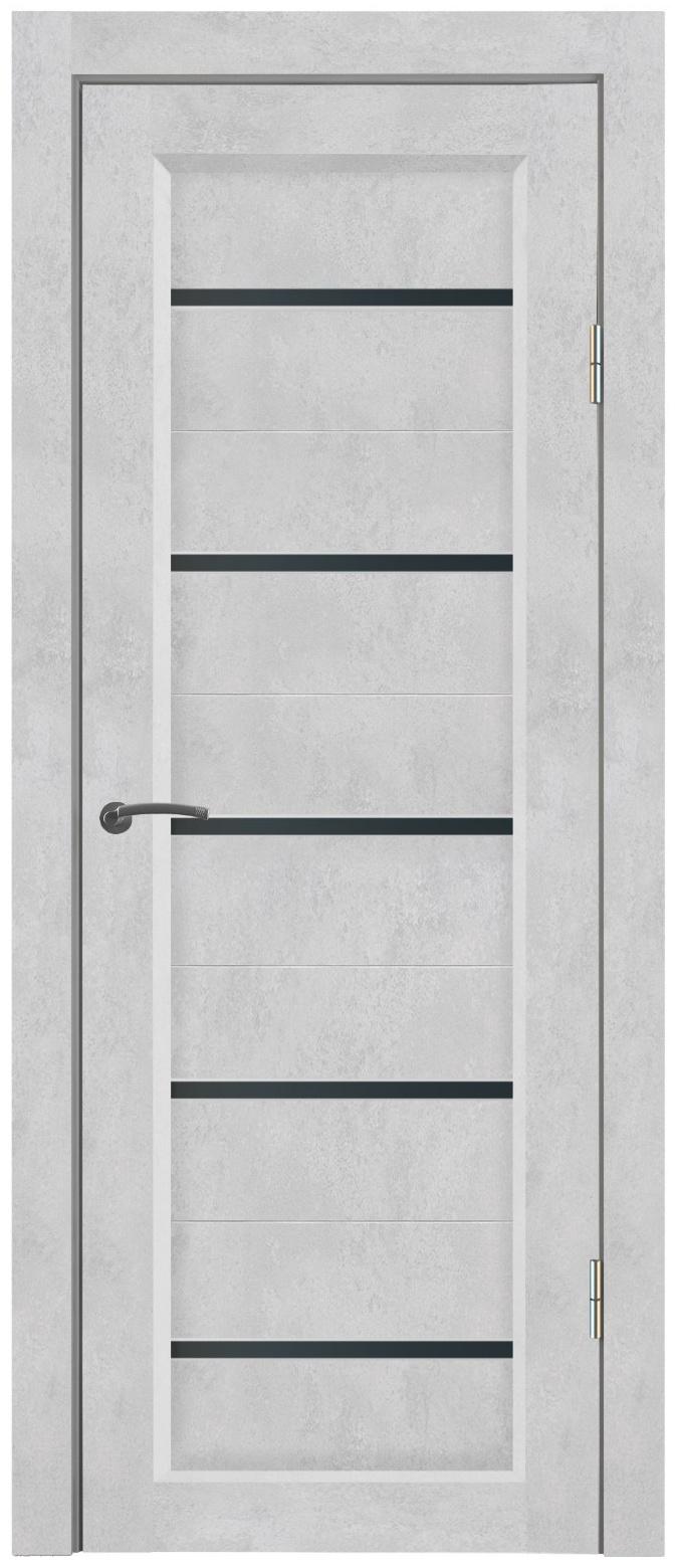 Комплект межкомнатной двери «B-1/07», со стеклом, 2000×700 мм, цвет бетон снежный/лакобель чёрный