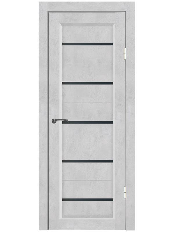 Комплект межкомнатной двери «B-1/07», со стеклом, 2000×700 мм, цвет бетон снежный/лакобель чёрный