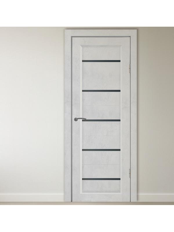 Комплект межкомнатной двери «B-1/07», со стеклом, 2000×700 мм, цвет бетон снежный/лакобель чёрный