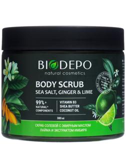 Скраб для тела Biodepo с морской солью имбирем и лаймом, 380 мл
