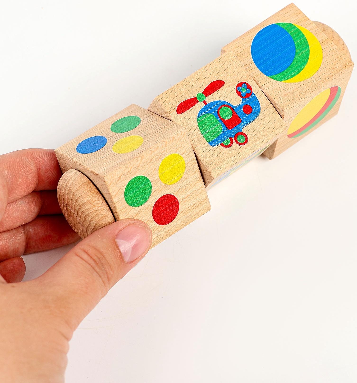 Кубики деревянные «Цвет», на оси, 3 кубика