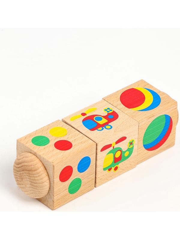 Кубики деревянные «Цвет», на оси, 3 кубика