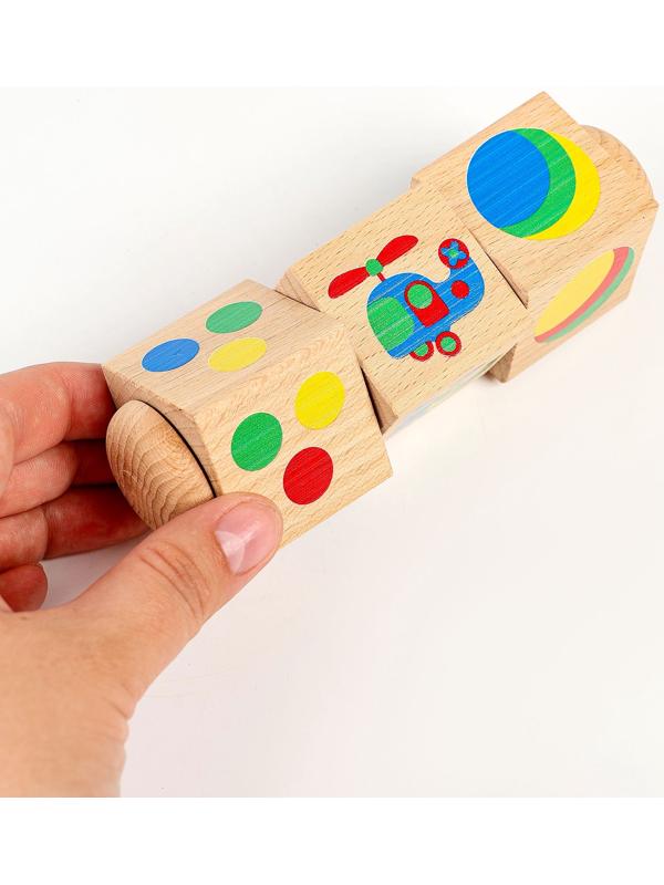 Кубики деревянные «Цвет», на оси, 3 кубика