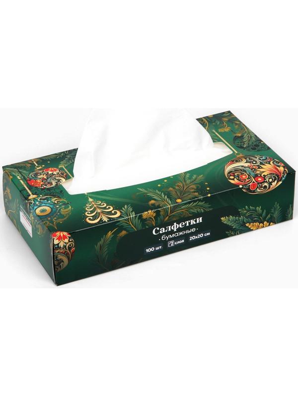 Салфетки бумажные в коробке «Новый год! Зимняя сказка», 100 шт, двухслойные