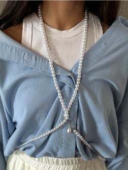 Портупея женская «Бусина» жемчужная капля, цвет белый в серебре, 162 см