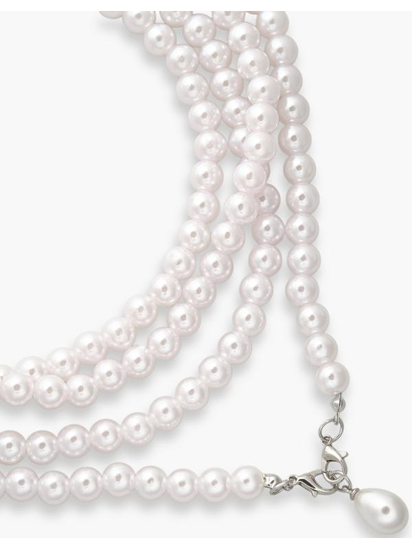 Портупея женская «Бусина» жемчужная капля, цвет белый в серебре, 162 см