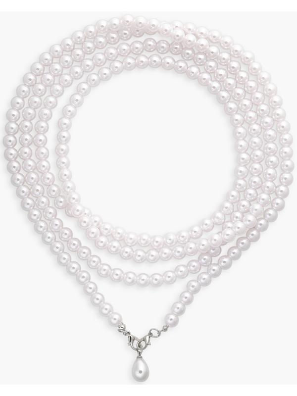 Портупея женская «Бусина» жемчужная капля, цвет белый в серебре, 162 см