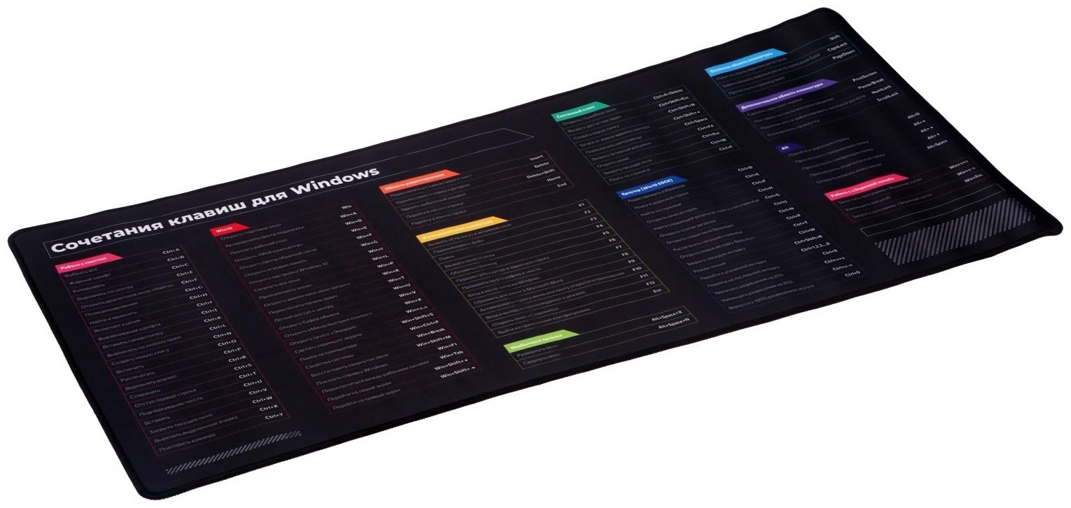 Коврик для мыши, 40х90х0.3 см, оверлок, горячие клавиши