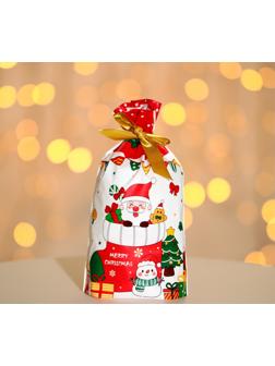 Пакет полиэтиленовый подарочный, с завязками «Новогодний носок», 15×23 см