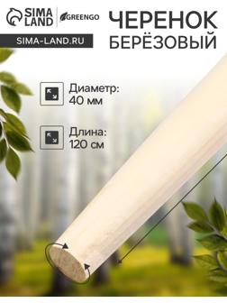 Черенок берёзовый, d = 40 мм, длина 120 см, 1 сорт, Greengo