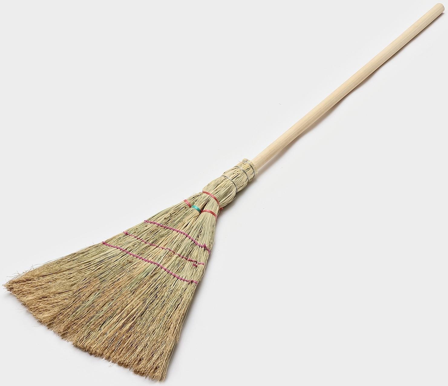 Метла 3-х прошивная «Сорго», усиленная, 450 г, 120 см, нить