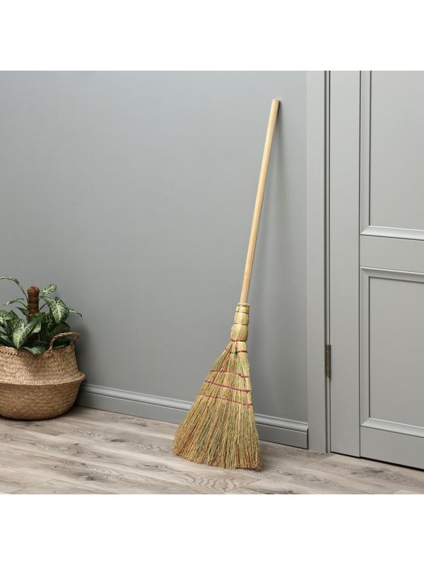 Метла 3-х прошивная «Сорго», усиленная, 450 г, 120 см, нить