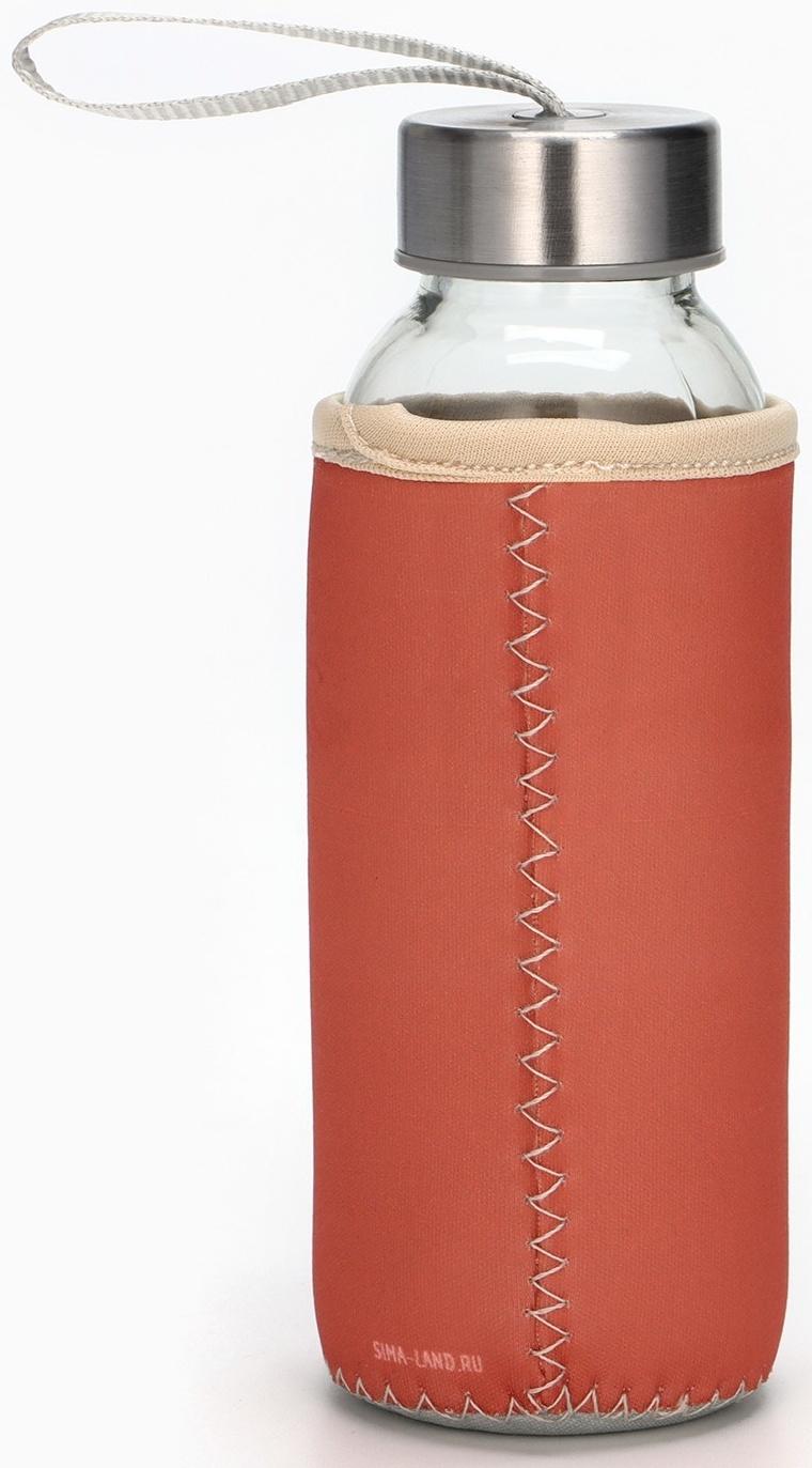 Бутылка для воды стеклянная в чехле «Рядом», 350 мл