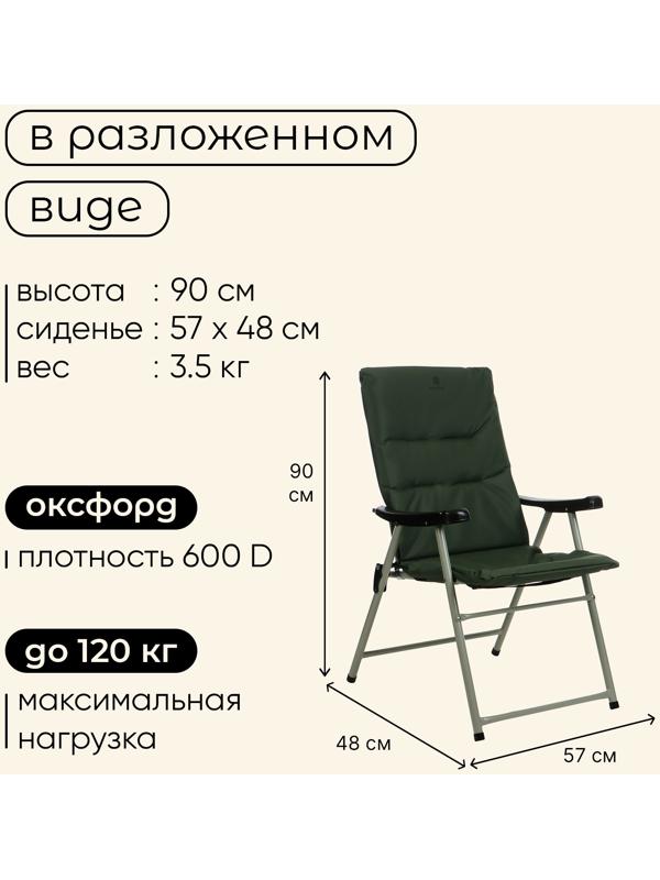 Кресло складное maclay, с мягким матрасом, 57 х 48 х 90 см, до 120 кг, цвет зелёный