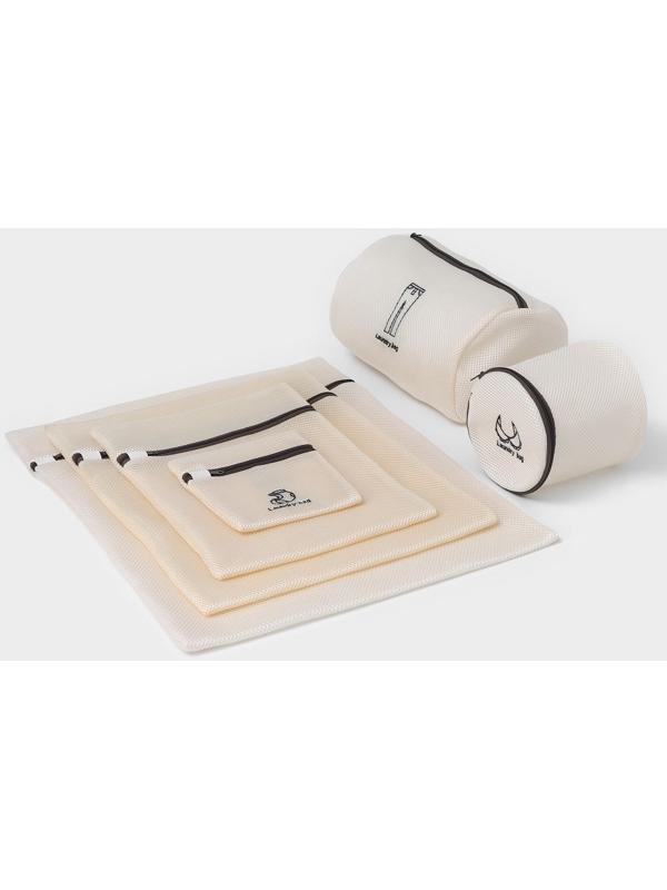 Мешки для стирки, 6 шт: L= 60×50, M=50×40, S=40×30, XS=22×18, Цилиндр L=30×20, Цилиндр M=17×17, цвет бежевый