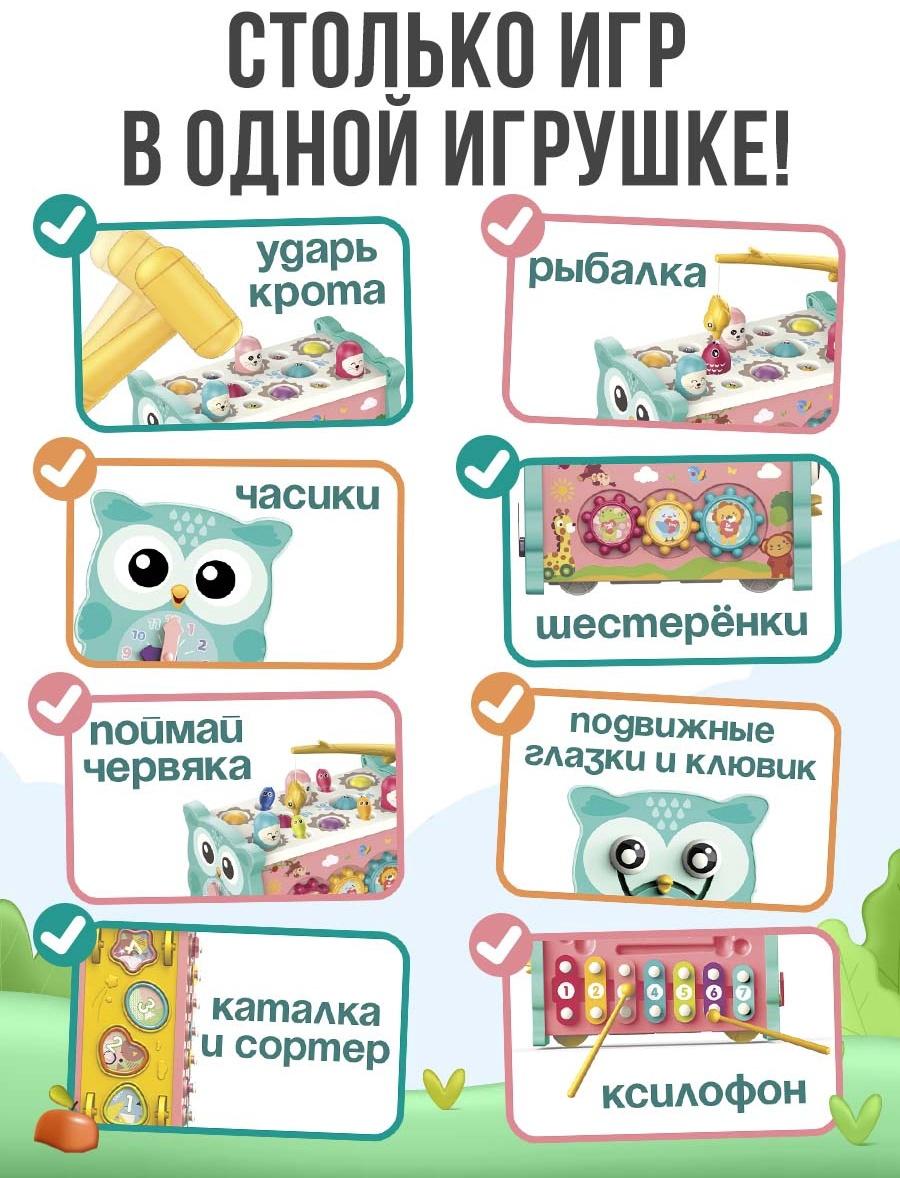 Развивающая игрушка «Сортер-совушка», 15 в 1, с подвижными элементами
