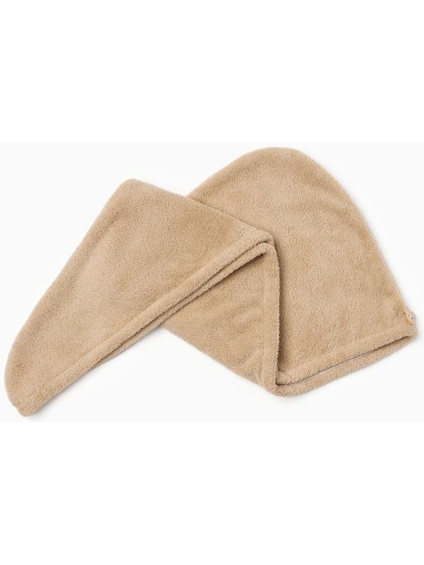 Чалма для сушки волос Этель, цв. светло-коричневый, 65*25 см, 100% п/э, 280 г/м2